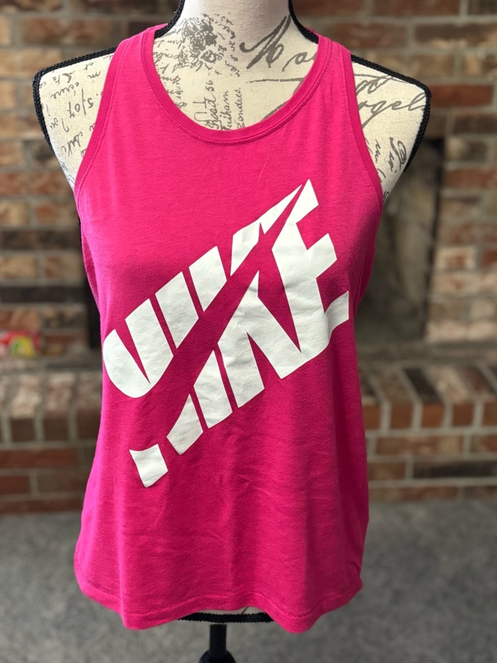 Nike Hot Pink Racerback Tank with White Diagonal Logo